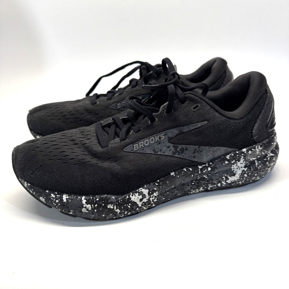 Brooks Ghost 16 Men Size 9 D Black White Camo Running Shoes Walking 1104181D062